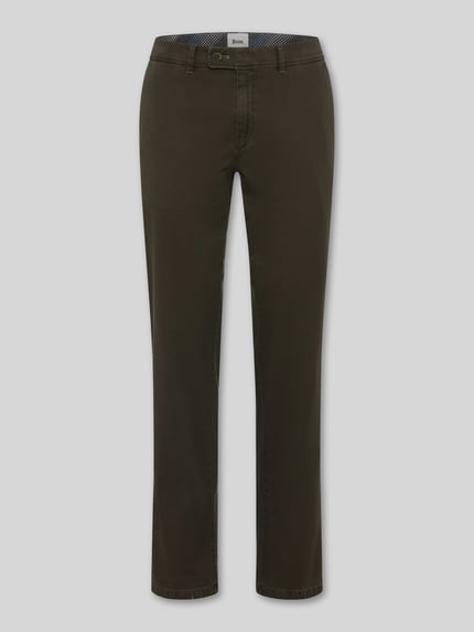 Brax Regular fit chino van katoenmix model 'Evans' Olijfgroen - 2