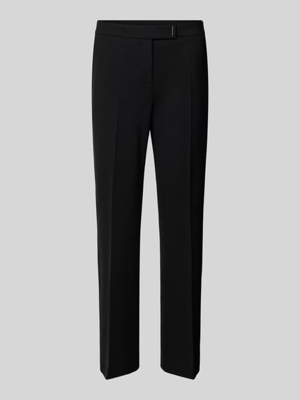 Produktfoto, schwarze, gerade Flared-Fit Schmale Hose aus Viskose-Mix Modell 'Talia' von BOSS, schlichtes Design, Damen Schmale Hose von BOSS