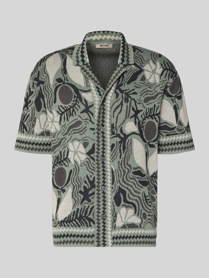Productfoto, Relaxed fit vrijetijdsoverhemd uit katoenmix model 'DUKE' van Only & Sons, meerkleurig, florale print, resortkraag, korte mouw, gebreide zoom