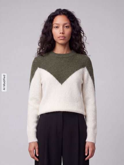 VERO MODA sweter krój regular fit z dodatkiem wełny model 'PLAZA' Ciemnozielony 4