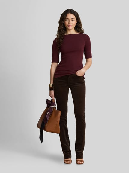 Lauren Ralph Lauren Slim fit t-shirt van katoenmix model 'JUDY' Bordeaux - 1