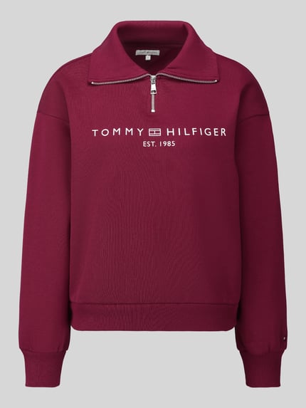 Tommy Hilfiger Troyer mit Logo Reißverschluss-Detail Dunkelrot 2