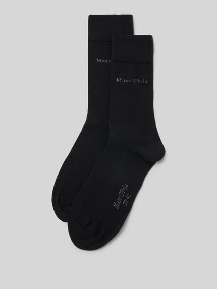Produktfoto, schwarze Socken mit weichem Komfortbund im 2er-Pack von MARC O'POLO, melierte Struktur, Damen Socken, neutraler Hintergrund