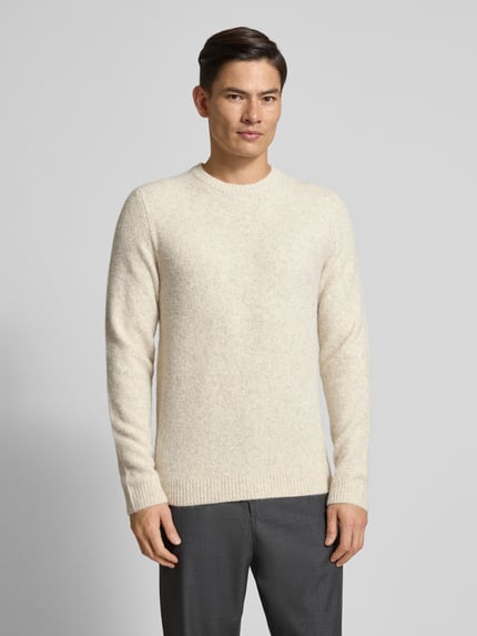 JACK & JONES Premium Loose Fit Strickpullover mit Woll-Anteil Modell 'BLASIMON' Beige 4