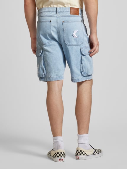 Karl Kani Regular Fit Cargoshorts mit Label-Stitching Jeansblau 5