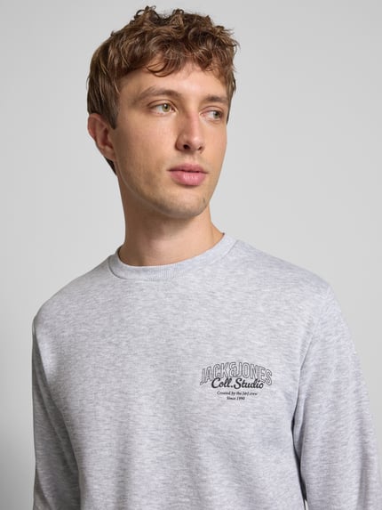 JACK & JONES Sweatshirt mit Label-Print Modell 'MAKOTO' Hellgrau Melange 3