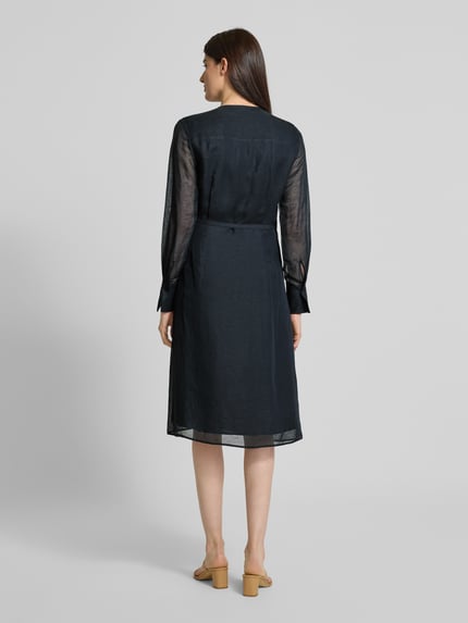 BOSS Knielanges Kleid aus Viskose-Leinen-Mix Modell 'Dosala' Marine 5