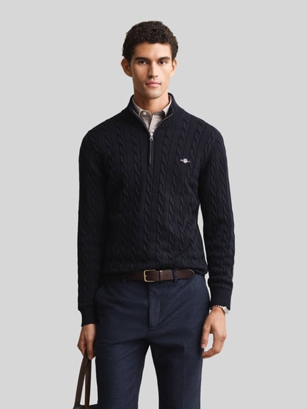 GANT Regular Fit Troyer mit Half Zip Marine 4