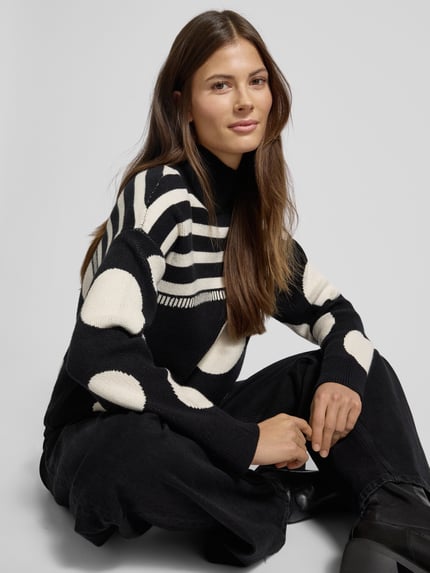 Oui Strickpullover mit Turtleneck Black 3
