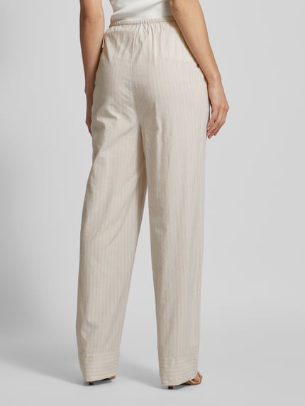 VERO MODA High Waist Hose mit Streifenmuster Modell 'GILI' Beige 5