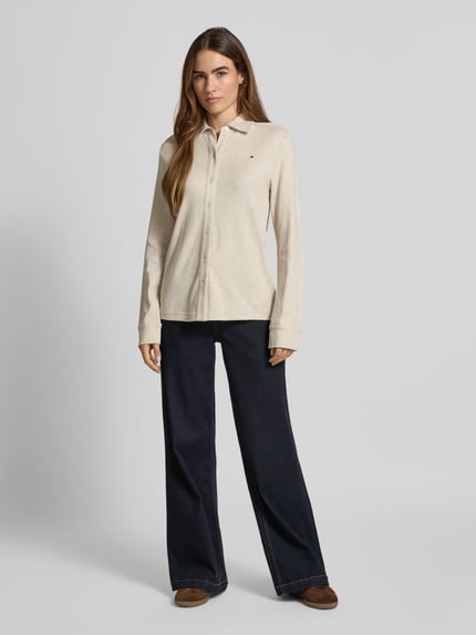 Tommy Hilfiger Bluzka z długim rękawem o kroju regular fit z czystej bawełny Écru 1