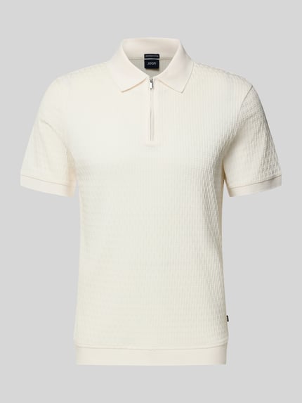 Productfoto, slim fit poloshirt met ritssluiting model 'Franciscojose' van JOOP! collectie, puur katoen, ruglengte maat M 70 cm