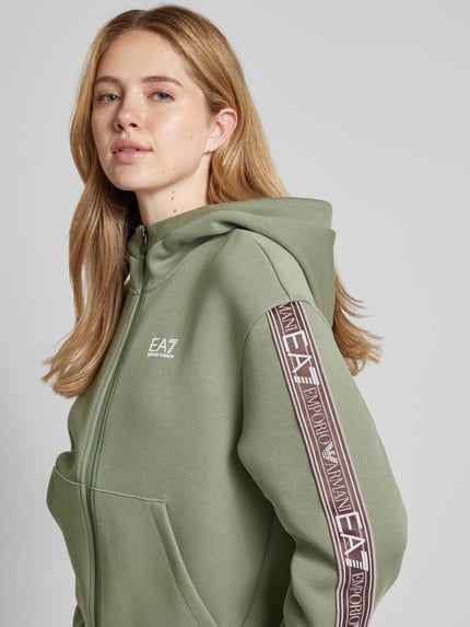 EA7 Emporio Armani Sweatjack met labelprint Olijfgroen - 3