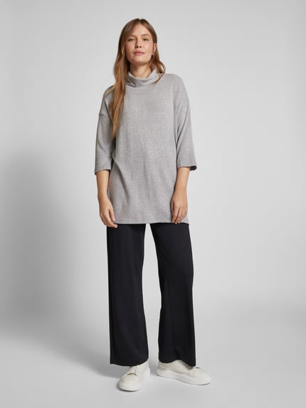 Soyaconcept Shirt met lange mouwen van viscosemix met col, model 'Biara' Middengrijs gemêleerd - 1