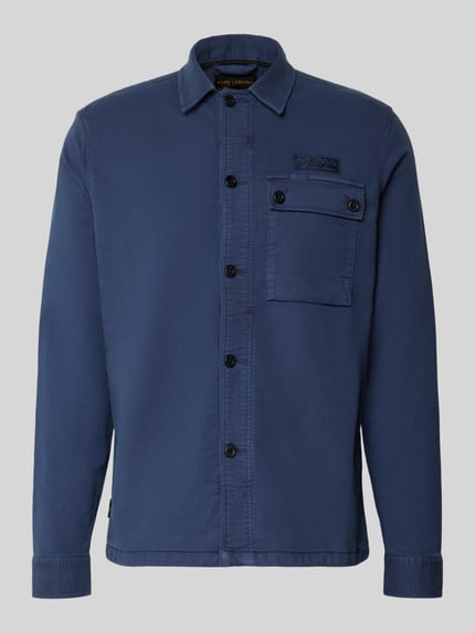 PME Legend regular fit overhemdjack met kentkraag en label-stitching Marineblauw - 2