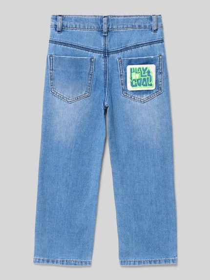 Productfoto, Jeans im Used-Look met steekzakken van BILLIEBLUSH voor kinderen, puur katoen, regular fit, blauwe stof, maat 116, binnenbeenlengte 48 cm.