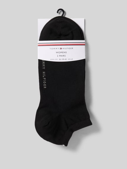 Produktfoto, Sneakersokken met labelopschrift in set van 2 van Tommy Hilfiger van katoenmix met stretch, elastisch ribboordje, zwart
