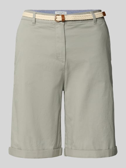 Productfoto, Chino-Bermudas met riem van Christian Berg Woman, beige katoen, regular fit, omslag, helder oppervlak, maat 36