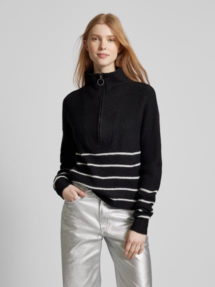 NOISY MAY® Strickpullover mit Troyer-Kragen Modell 'NEWALICE' Black 4