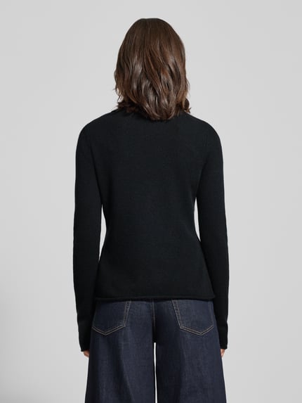 Tommy Hilfiger Sweter z dzianiny o kroju slim fit z czystej wełny Czarny 5