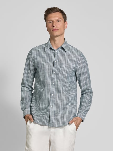 Samsøe Samsøe Regular Fit Freizeithemd aus Baumwoll-Leinen-Mix Modell 'LIAM' Bleu 4