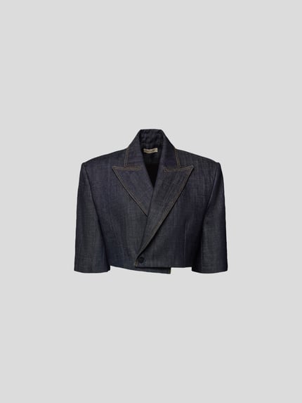 The Mannei Kort blazer in denimlook Donkerblauw - 2