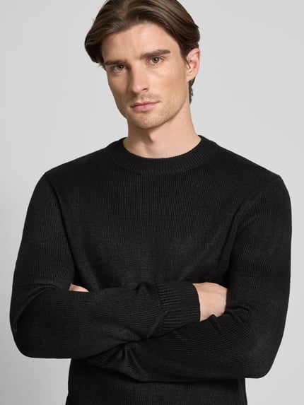 Tom Tailor Denim Regular fit gebreide pullover van ribtricot Zwart - 3