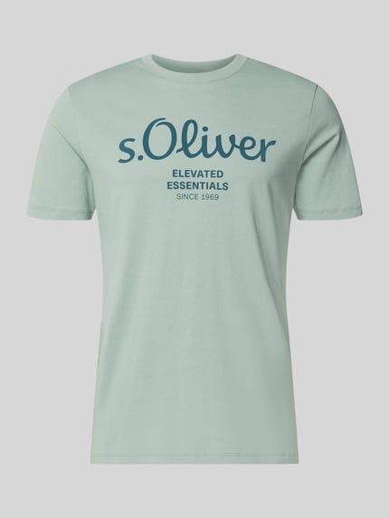 Productfoto, Regular Fit T-shirt uit puur katoen van s.Oliver RED LABEL, look: effen kleuren, labelprint op de borst, ronde hals, korte mouw, jersey textuur