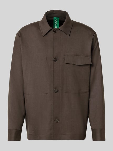 ANNARR Relaxed Fit Hemdjacke mit Brusttasche Modell 'KARL' Dunkelbraun 2