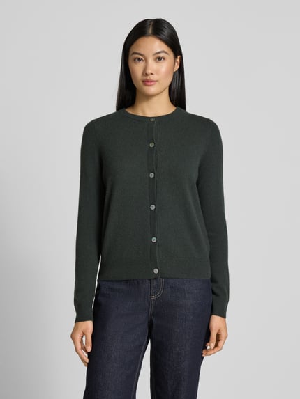 Christian Berg Woman Strickjacke aus Kaschmir mit Rundhalsausschnitt Dunkelgruen 4