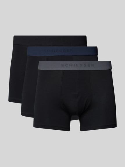 SCHIESSER Boxershort met elastische logoband in een set van 3 stuks Zwart - 1
