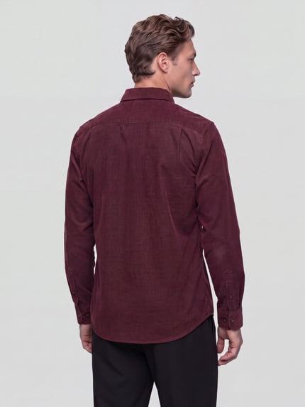 Seidensticker Regular Fit Businesshemd mit Cordstruktur Bordeaux 5