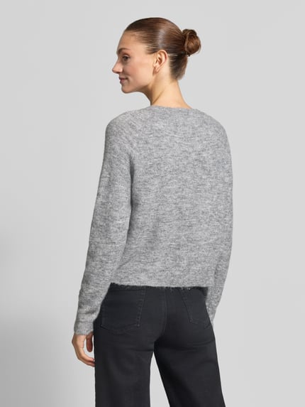 ICHI Regular Fit Strickjacke aus Woll-Mix Modell 'SAGE' Hellgrau 5