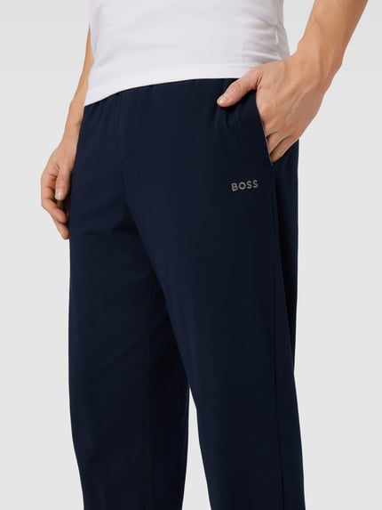 BOSS Spodnie dresowe z wyhaftowanym logo model ‘Mix&Match’ Ciemnoniebieski 3