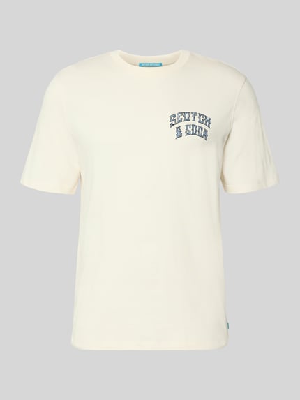 Produktfoto, T-shirt met labelprints en ronde hals, puur katoen, regular fit, ruglengte maat M 67 cm, T-shirt met Label-Prints en Rundhalsausschnitt van Scotch & Soda