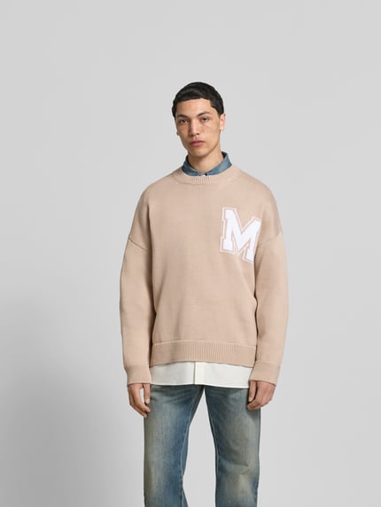 MM6 Maison Margiela Sweter oversized z mieszanki wełny Beżowy 4