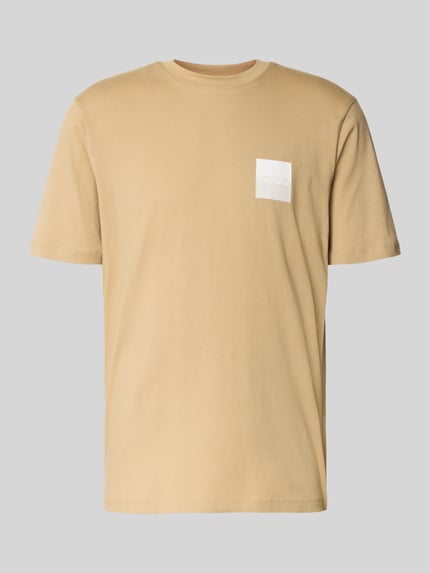 HUGO T-shirt z nadrukiem z logo i okrągłym dekoltem model ‘Dapusi’ Beżowy 2