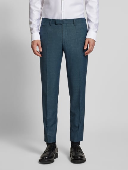 Strellson Slim fit pantalon met persplooien, model 'Kynd3' Petrol - 4
