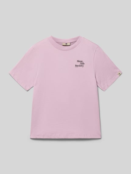 Garcia Regular Fit T-Shirt mit Logo-Print Rosa 1