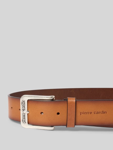 Pierre Cardin Leren riem met labeldetail Cognac - 2