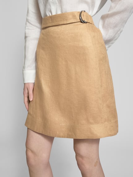MM by Max Mara Leinenrock mit Gürtel Modell 'SCOGLIO' Camel 3