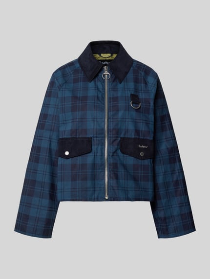 Produktfoto, blaue karierte Regular Fit Bomberjacke / Blouson aus reiner Baumwolle Modell 'BALTON' von Barbour, Damen Bomberjacke