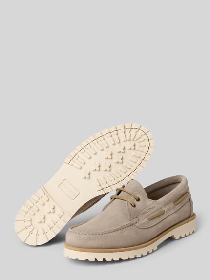 Produktfoto, Herren Schnürschuhe aus Veloursleder Modell 'LEVI 1B' von Marc O'Polo, Optik: Unifarben, abgerundete Spitze, Blockabsatz, profiliert, echtes Leder