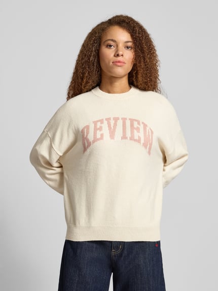 REVIEW Oversized Strickpullover mit Rundhalsausschnitt Offwhite Melange 4
