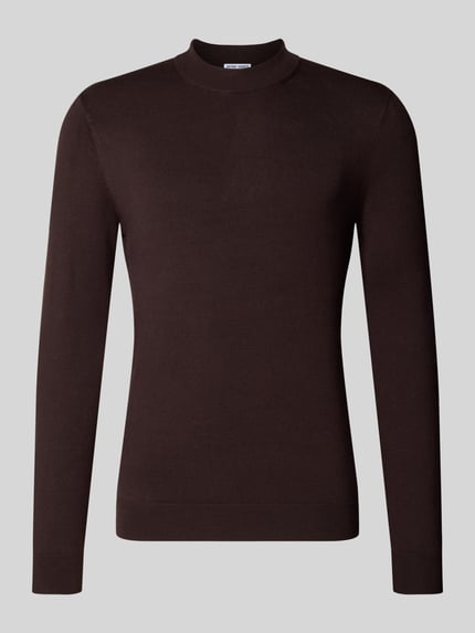 Slim Fit Strickpullover aus Viskose-Mix mit Stehkragen Shop The Look MANNEQUINE