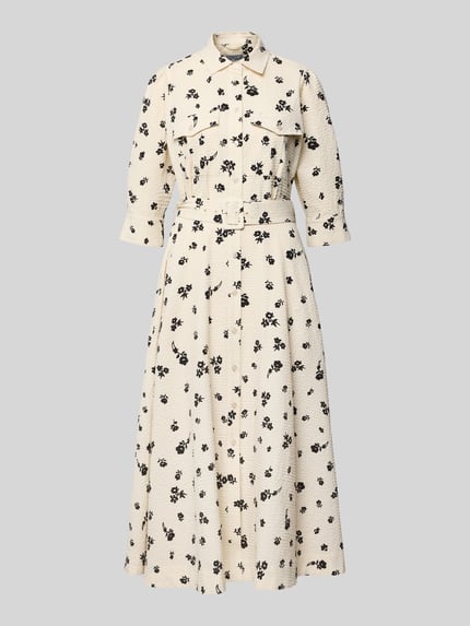 Essentiel Antwerp Tailliertes Blusenkleid mit strukturierter Oberfläche Modell 'JIZO' Offwhite 2