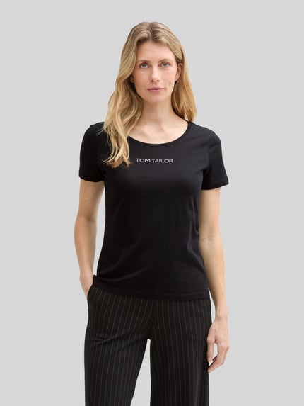 Tom Tailor Regular Fit T-Shirt mit Label-Schriftzug Black 4