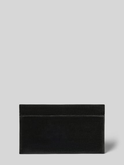 Productfoto, clutch uit echt leer met omslag en magneetsluiting, binnenvak met rits, labeldetail binnenin, Clutch aus Leder mit Reißverschlussfach innen van Abro, zwart, rechthoekige vorm, zachte textuur, Breedte maat 1: 23 cm, Lengte maat 1: 14 cm, Diepte maat 1: 4 cm, Damesaccessoire
