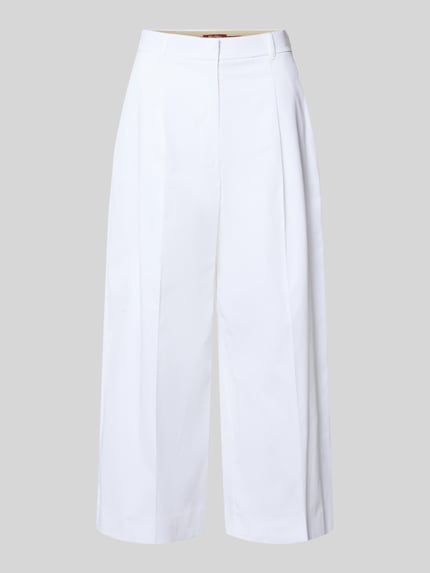 Productfoto, Regular Fit Culotte uit katoenmix model 'TEQUILA' van Max Mara Studio, effen wit, knoopsluiting, labelapplicatie, riemlussen, steekzakken.