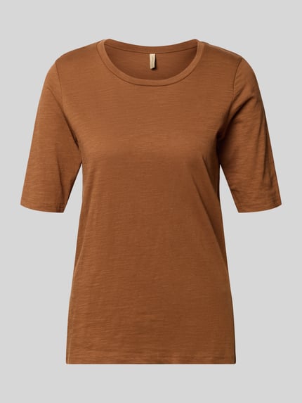 Produktfoto, T-shirt met ronde hals model 'Babette' van Soyaconcept, puur katoen, regular fit, ruglengte maat S 64 cm, bruin